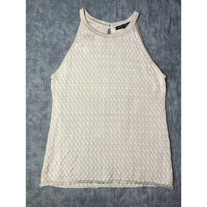 White House Black Market Cream Heavy Waffle Knit Tank Top SIze M